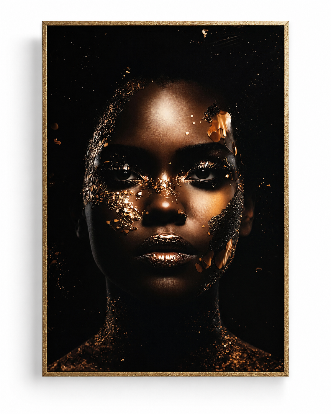 Quadro decorativo Volto Donna Nero e Oro- 70x100 cm